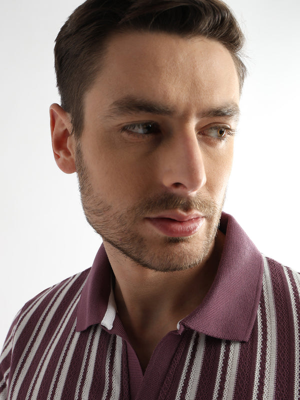 Plum Wine Vertical Structured Polo