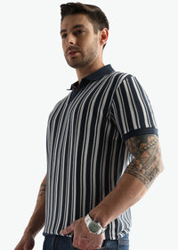 Navy Iris Vertical Structured Polo