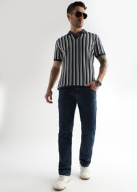 Navy Iris Vertical Structured Polo