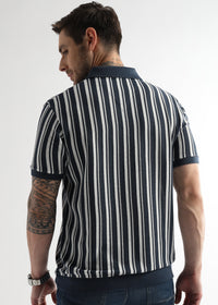 Navy Iris Vertical Structured Polo