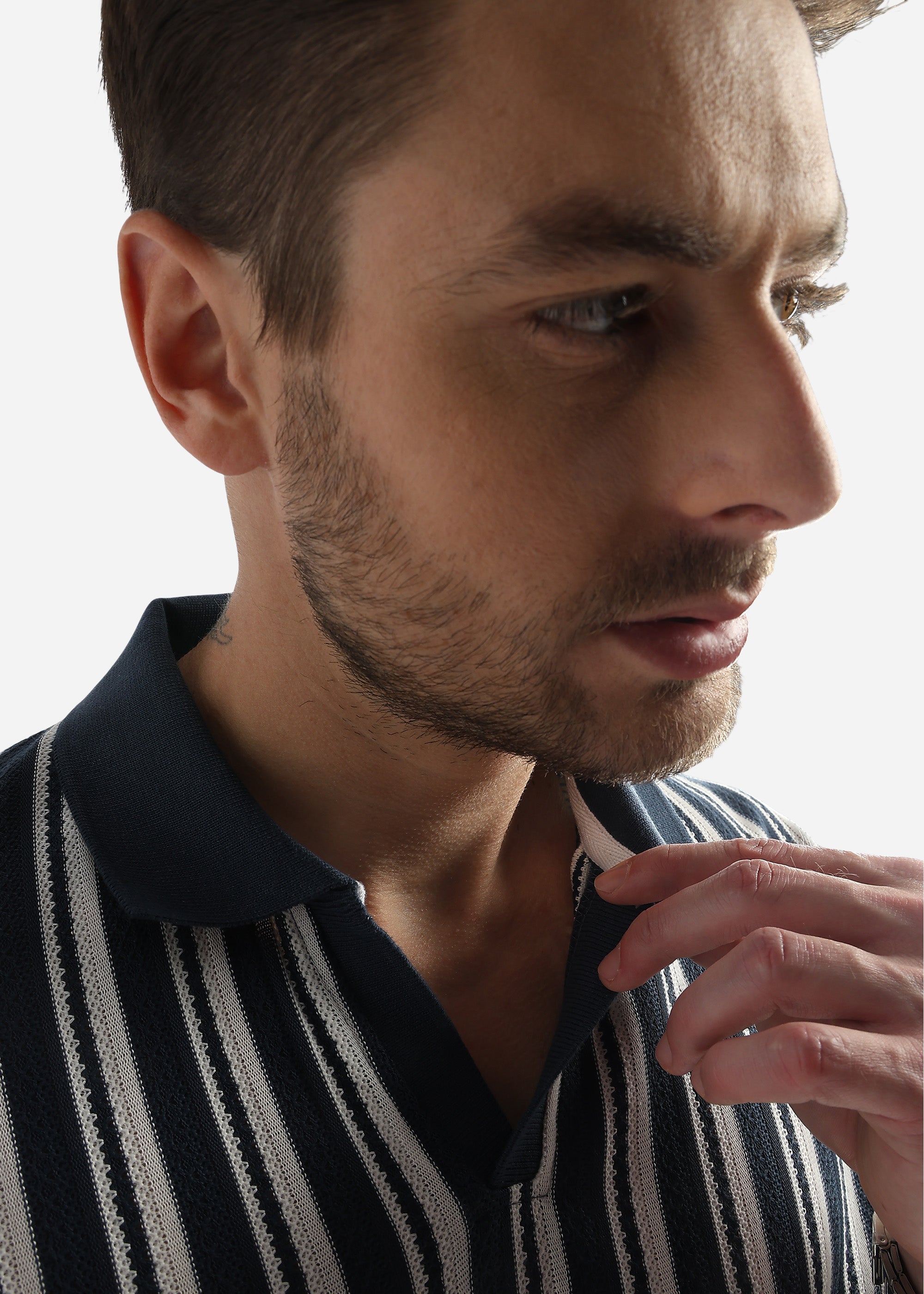 Navy Iris Vertical Structured Polo