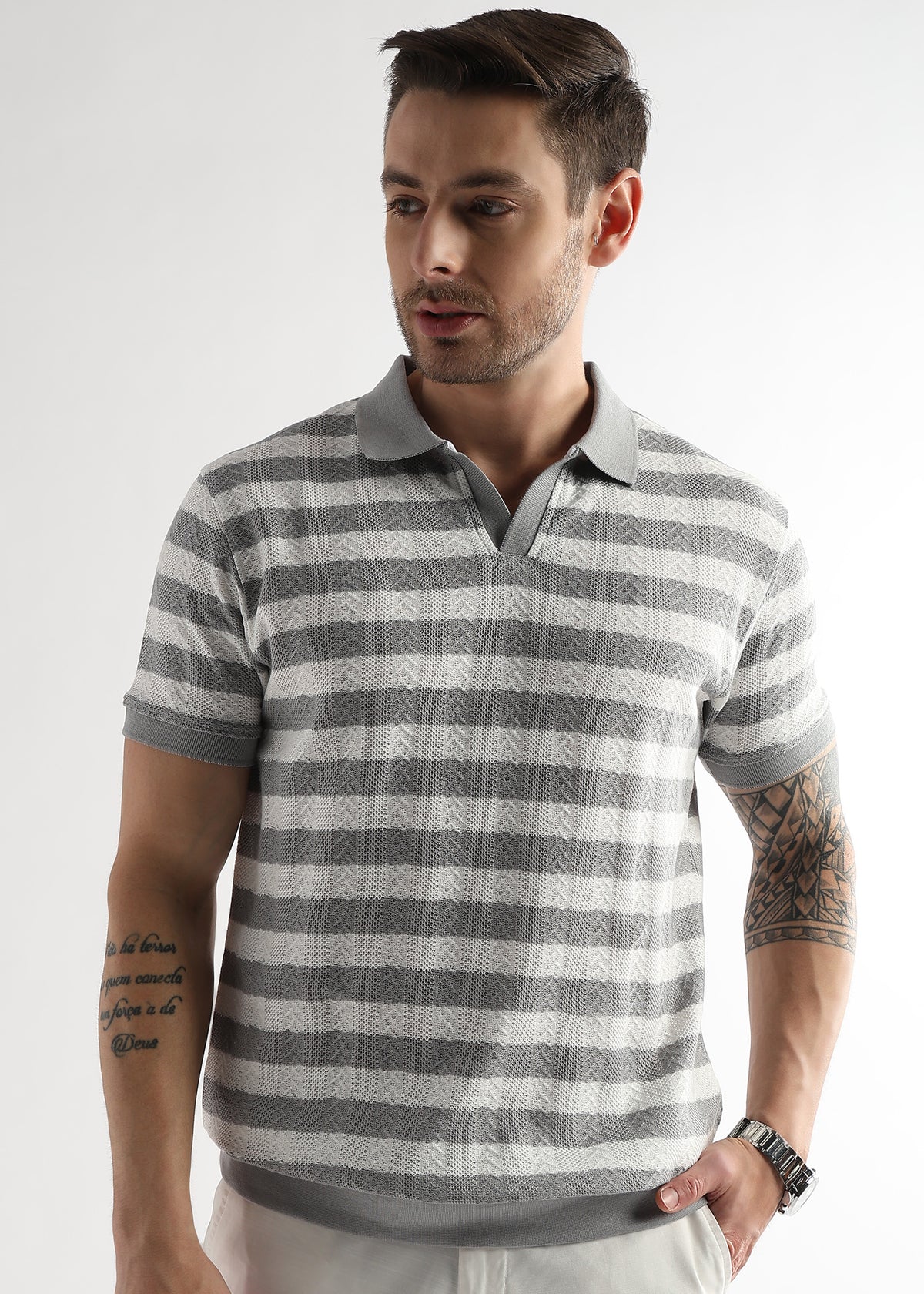 Ghost Gray Cross Structured Polo