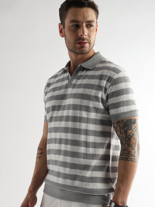 Ghost Gray Cross Structured Polo