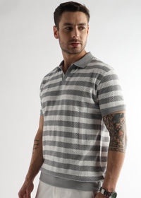 Ghost Gray Cross Structured Polo