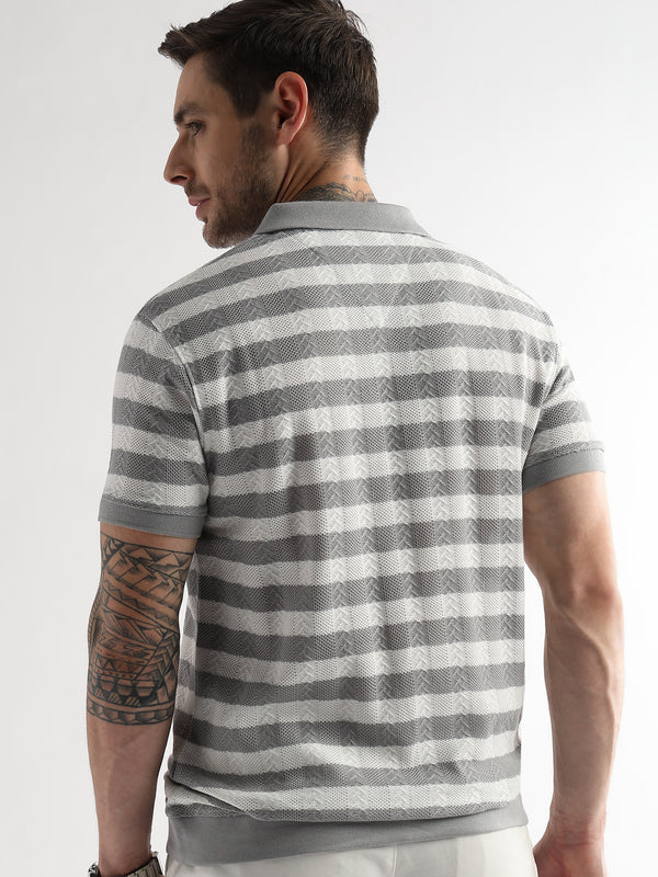 Ghost Gray Cross Structured Polo