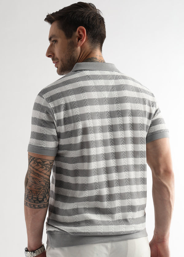Ghost Gray Cross Structured Polo