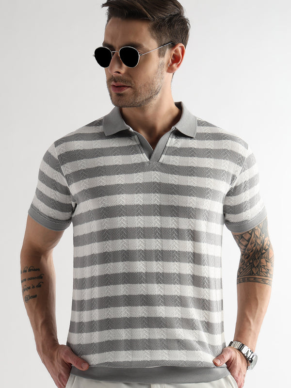 Ghost Gray Cross Structured Polo