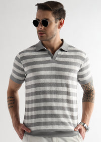 Ghost Gray Cross Structured Polo