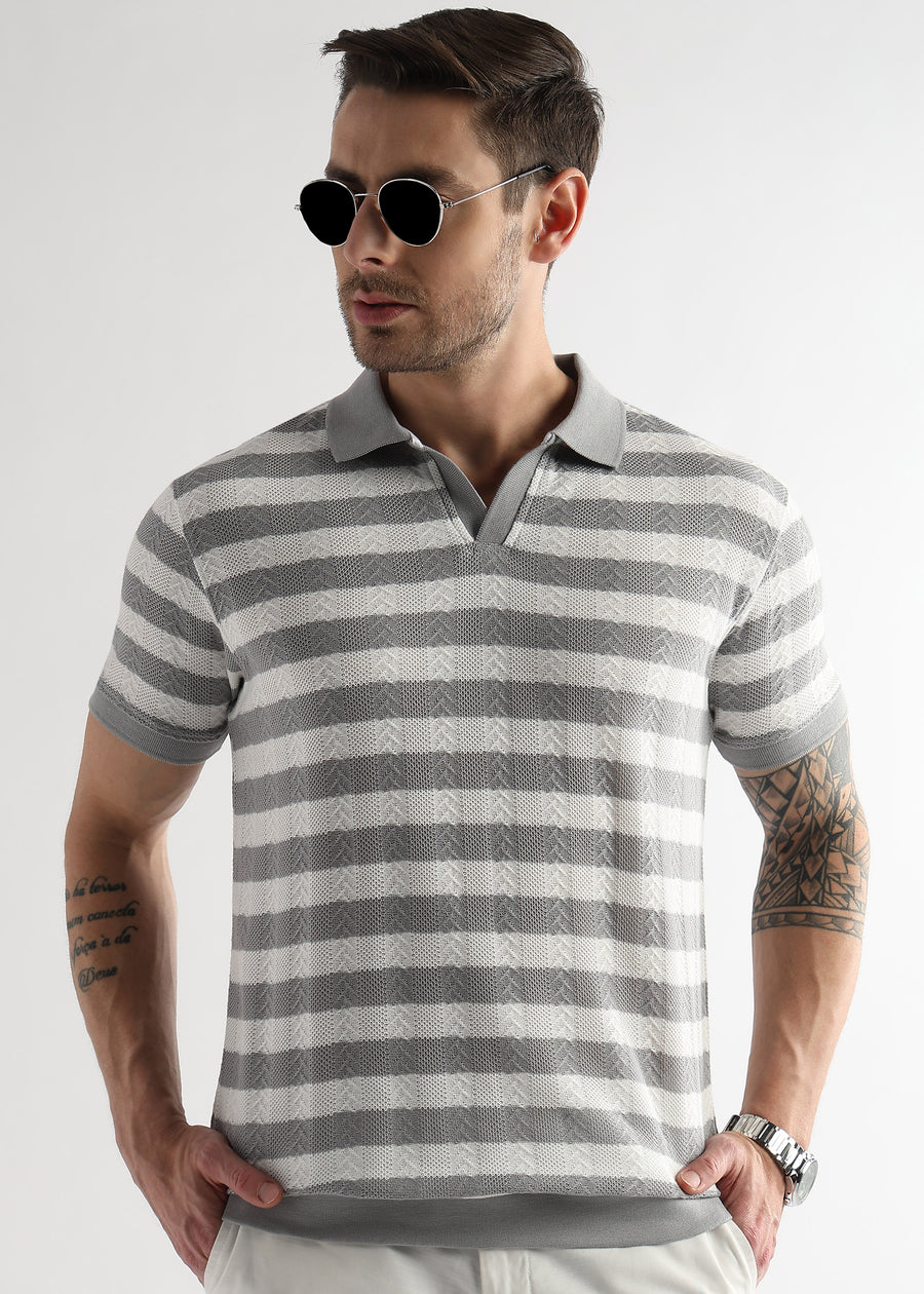 Ghost Gray Cross Structured Polo