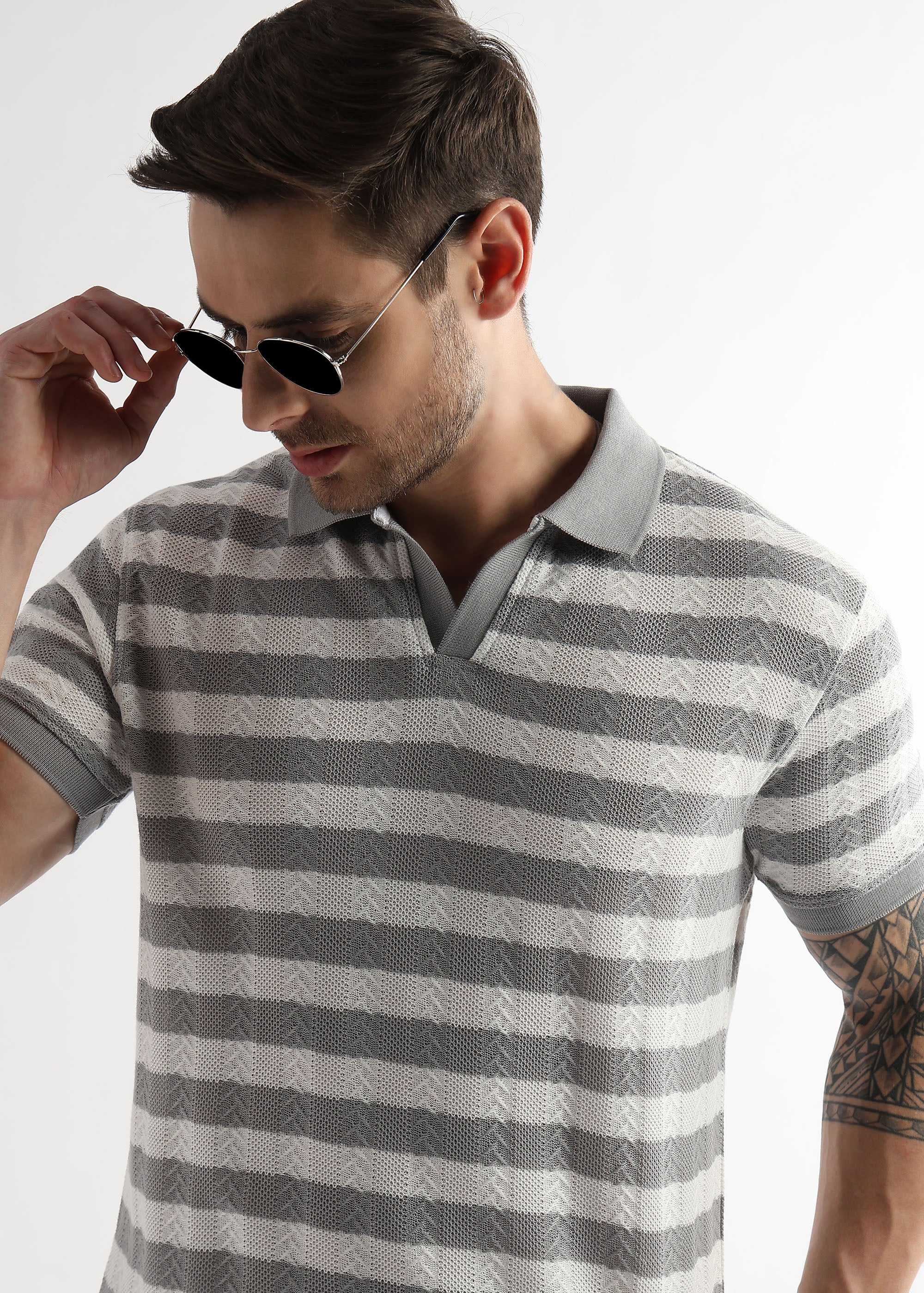 Ghost Gray Cross Structured Polo
