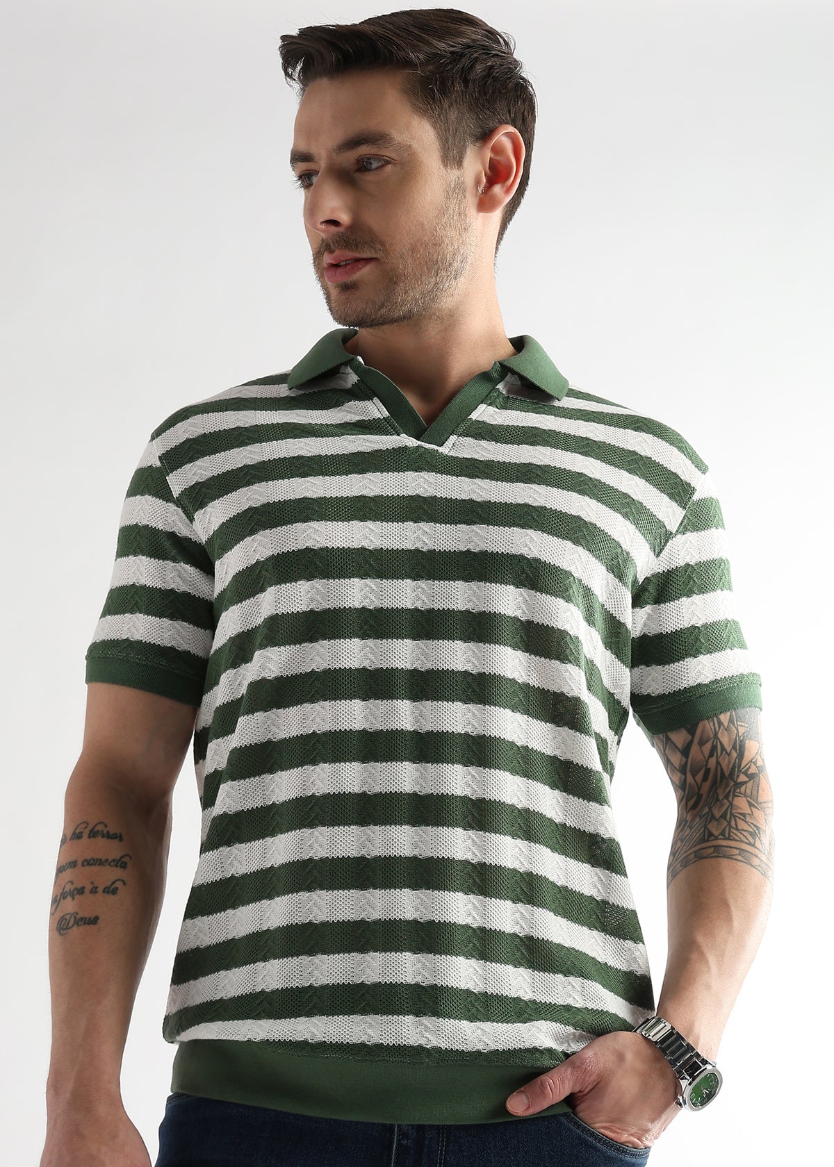 Smoke Pine Cross Structured Polo